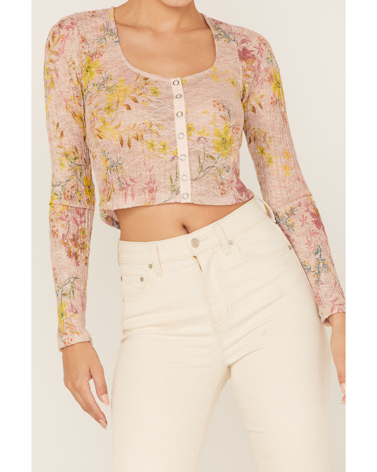 Image #3 - Free People Women's Angelina Floral Print Crop Top, Light Pink, hi-res
