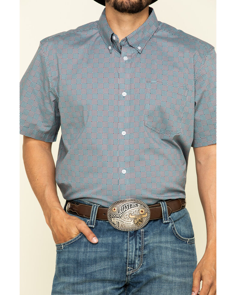 Cody James Core Men's Outlaw Check Geo Print Short Sleeve Western Shirt ...