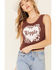 Bandit Brand Women's Hippie Heart Graphic Lace Trim Tank Top, Rust Copper, hi-res