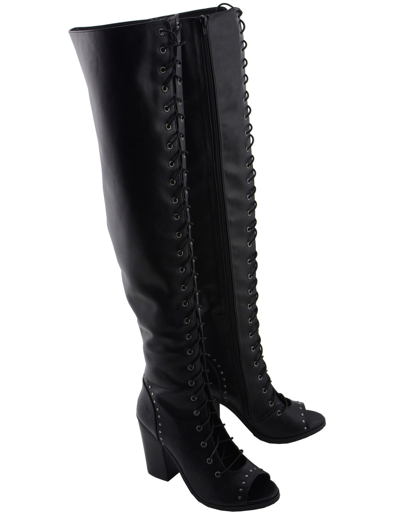 Open toe boots knee high shop