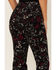 Idyllwind Women's Floral Print High Rise Flare Corduroy Jeans, Black, hi-res