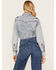 Panhandle Women's Medium Wash Floral Long Sleeve Pearl Snap Western Shirt, Blue, hi-res
