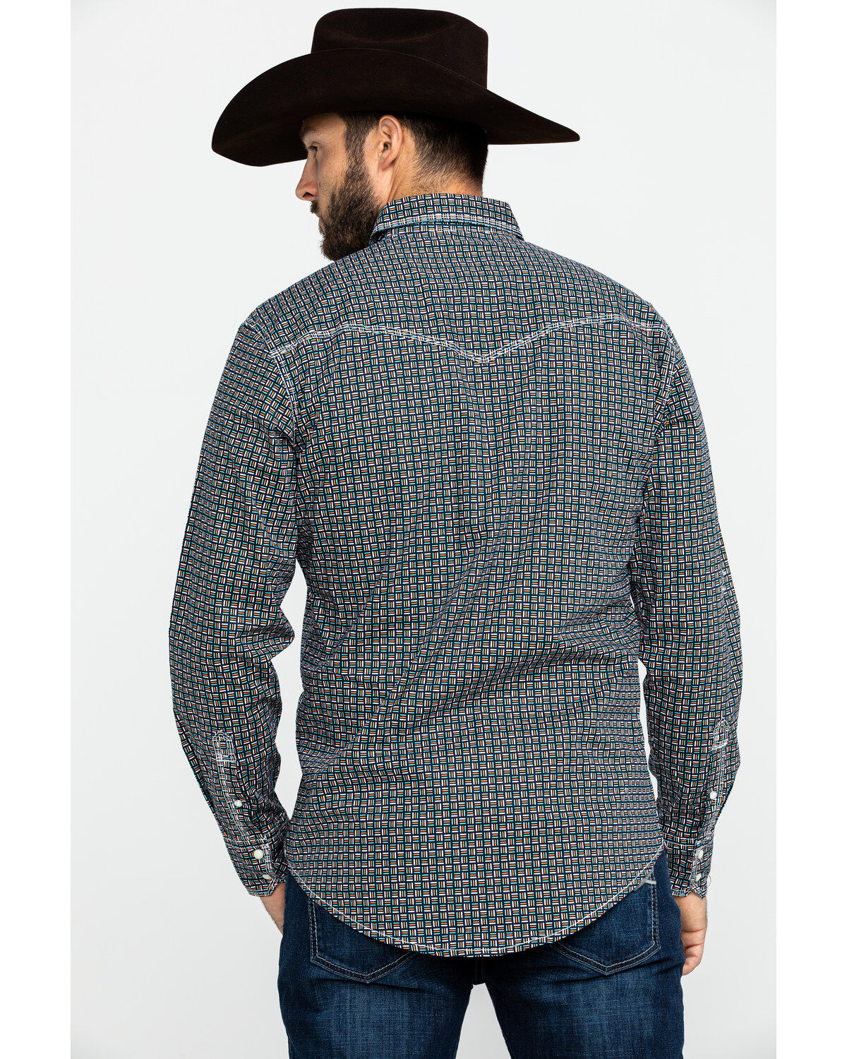 Image #2 - Wrangler 20X Men's Advanced Comfort Competition Geo Print Long Sleeve Western Shirt , , hi-res