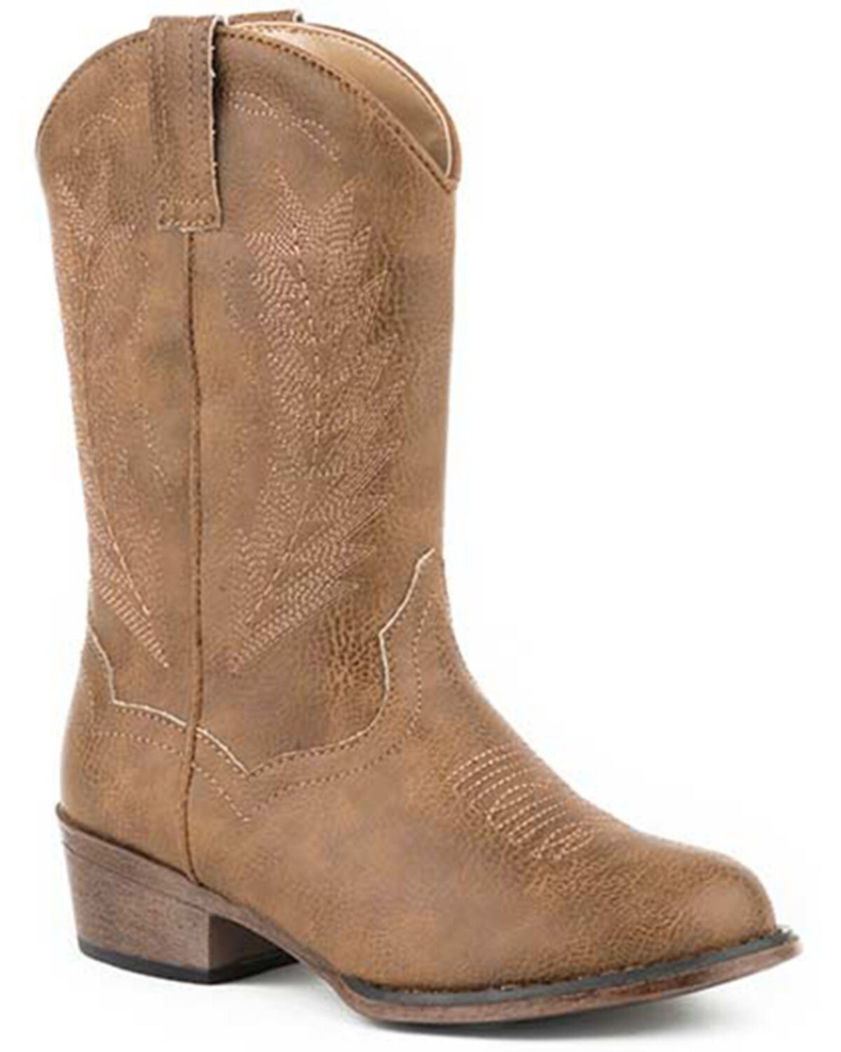 Roper Little Girls' Taylor Western Boots - Round Toe, Tan, hi-res