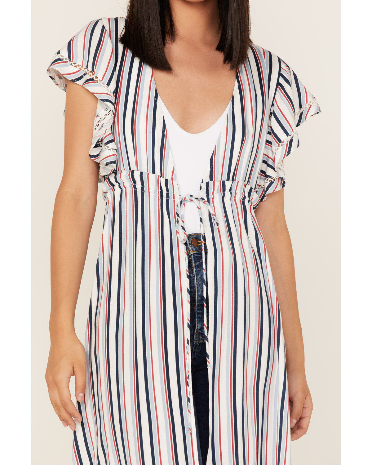 Image #3 - Rock & Roll Denim Women's Americana Stripe Kimono, Red/white/blue, hi-res