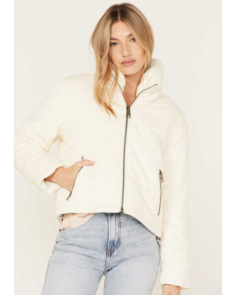 Cleo + Wolf Women's Quilted Corduroy Puffer Jacket, Ivory, hi-res