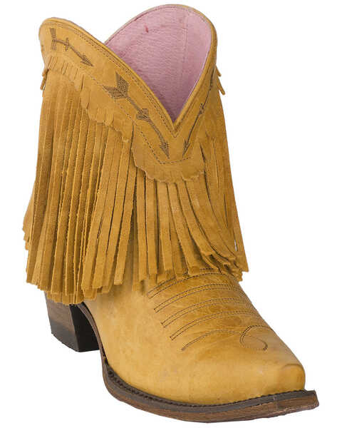 Image #1 - Junk Gypsy by Lane Women's Spitfire Mustard Fringe Booties - Snip Toe, , hi-res