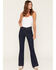 Image #1 - Wrangler Retro Women's Dark Wash Bailey High Rise Pintuck Trouser Stretch Denim Jeans, Dark Wash, hi-res