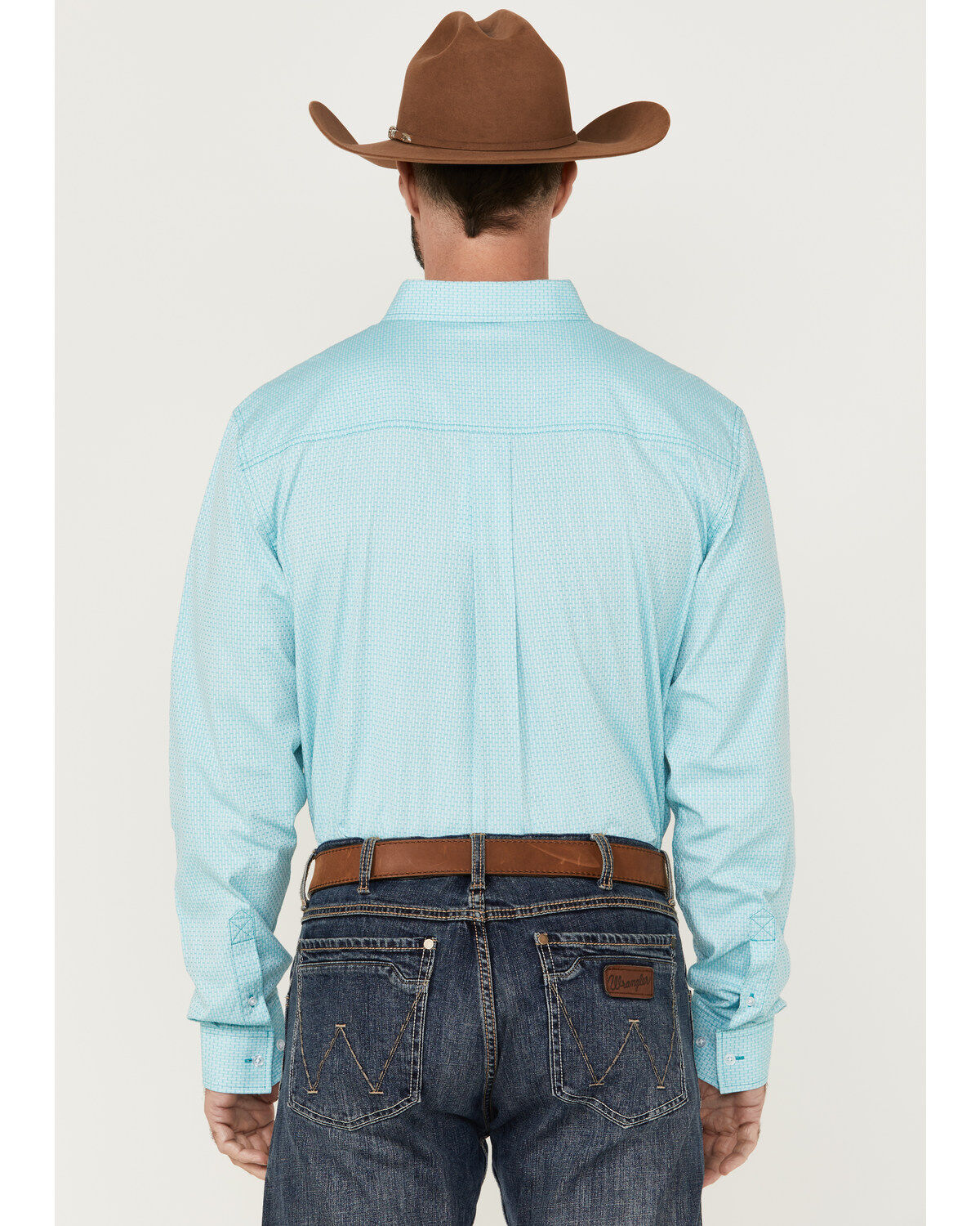 Image #4 - RANK 45® Men's Heeler Textured Solid Long Sleeve Button-Down Western Shirt, Turquoise, hi-res