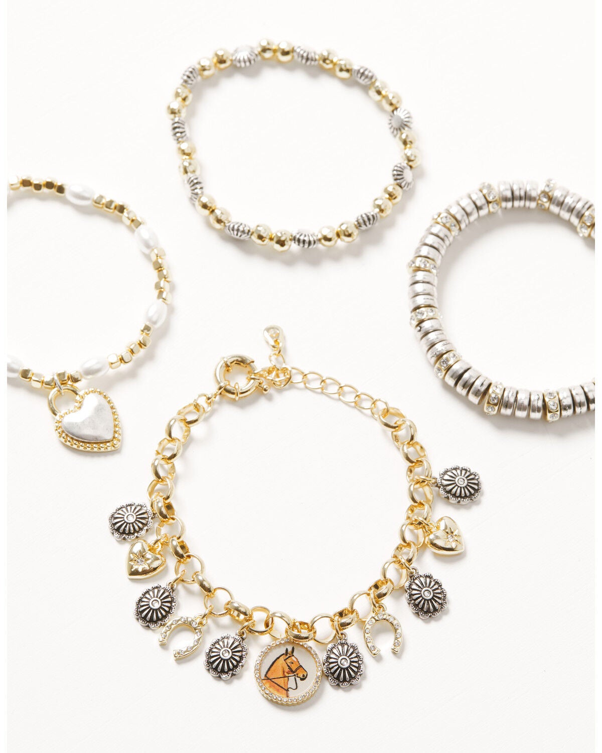 Image #1 - Shyanne Women's Western Muse Layered Charm Bracelet Set - 4 Piece, Gold, hi-res