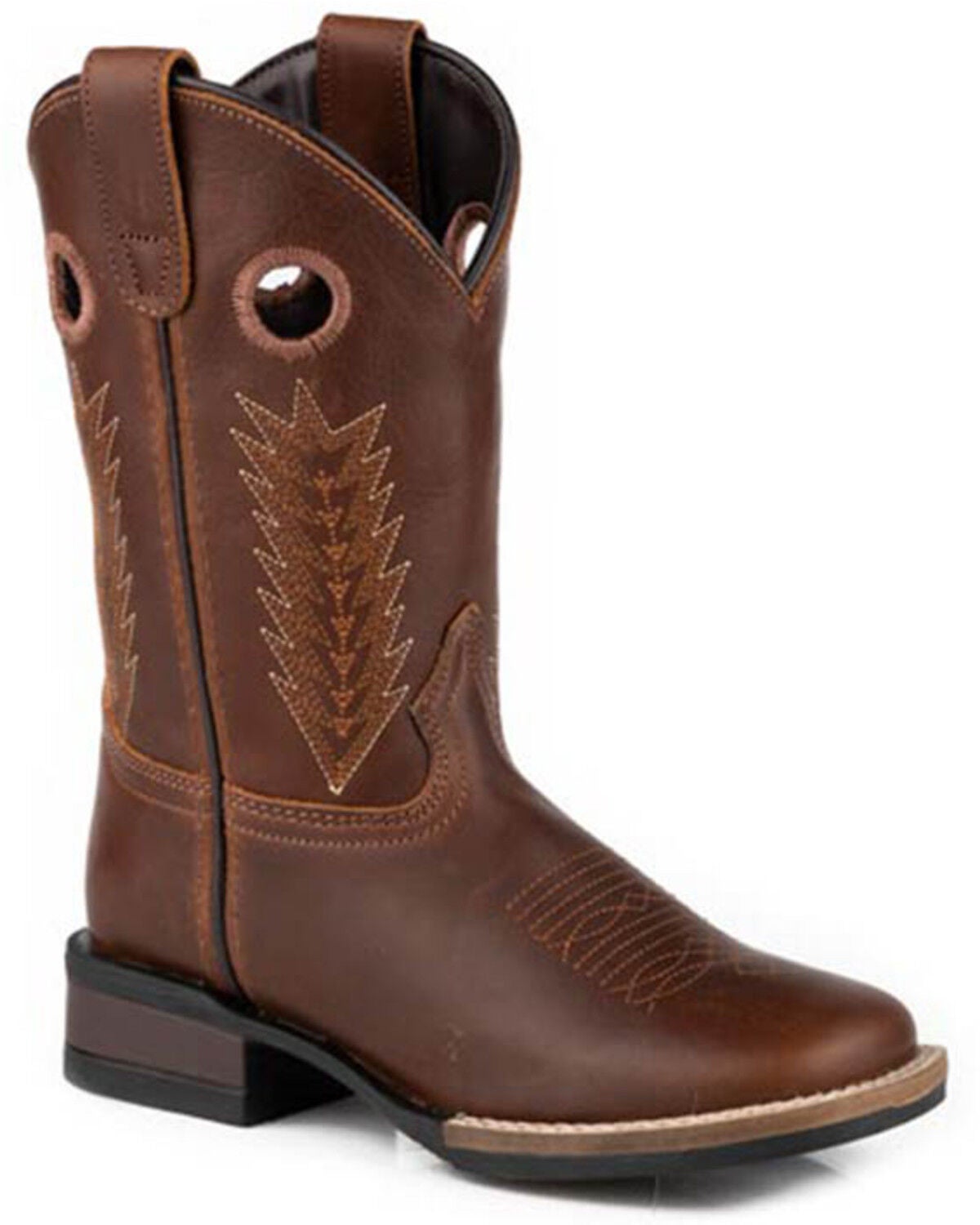 Roper Boys' James Western Boots - Broad Square Toe, Tan, hi-res