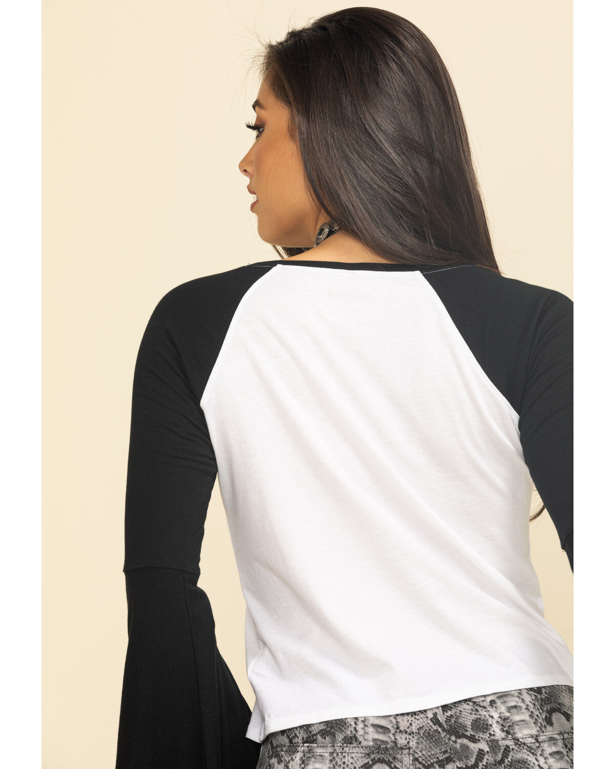 Image #5 - Shyanne Women's Black & White Rodeo Y'all Raglan Bell Sleeves , , hi-res