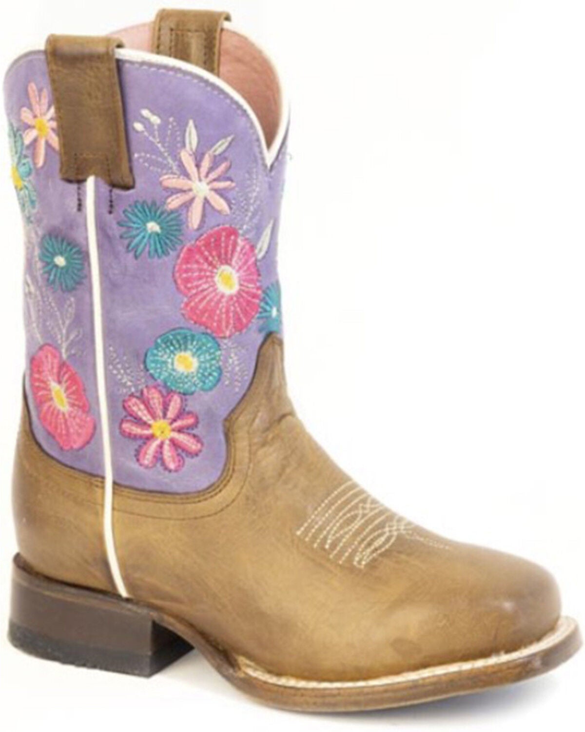 Image #1 - Roper Little Girls' Flower Girl Western Boots - Broad Square Toe, Brown, hi-res