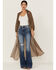Beyond The Radar Women's Floral Chiffon Duster Maxi Kimono, Brown, hi-res