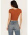 Shyanne Women's Beaded Short Sleeve Front Tie Shirt, Pecan, hi-res