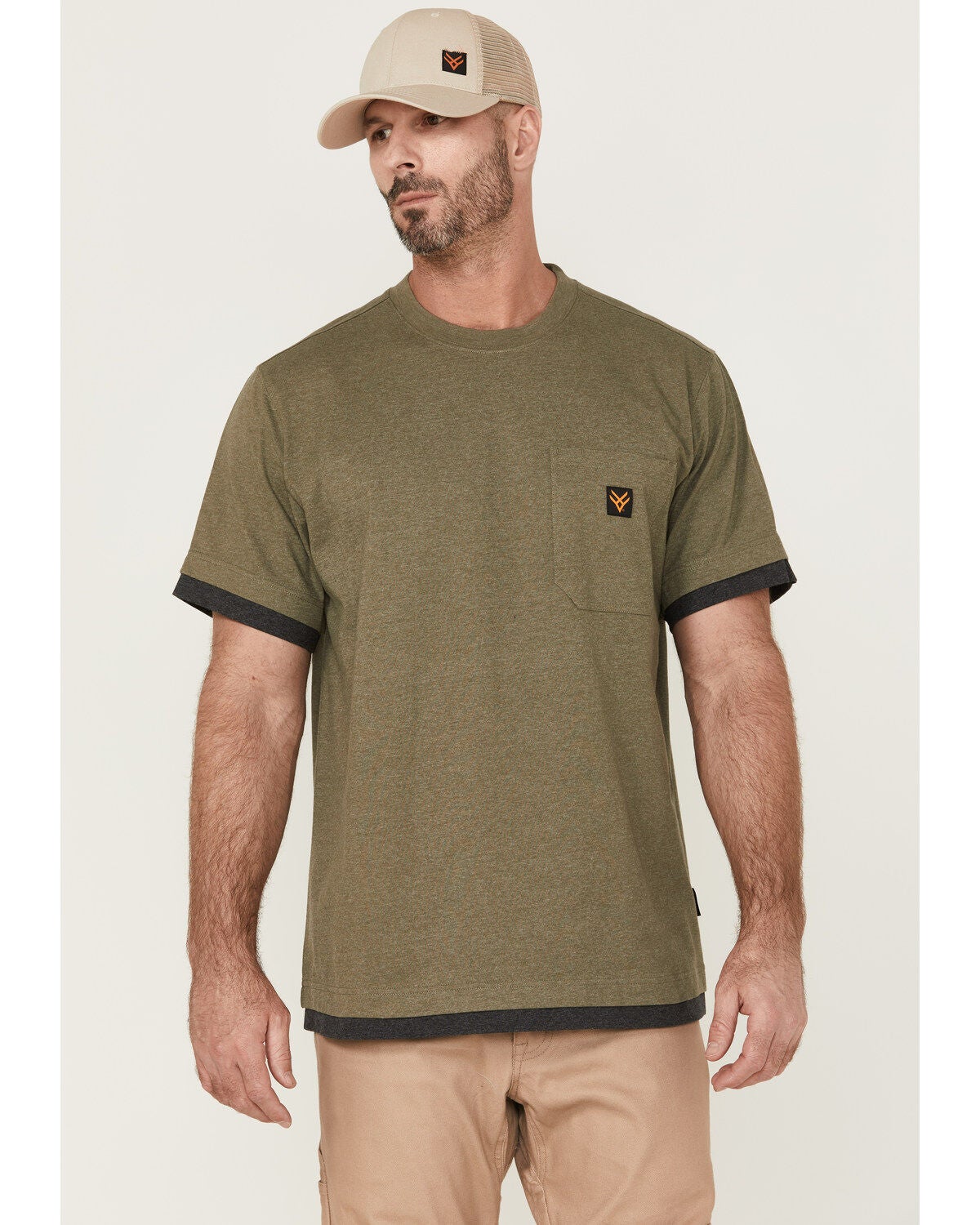 Hawx Men's Layered Work Pocket T-Shirt, Olive, hi-res
