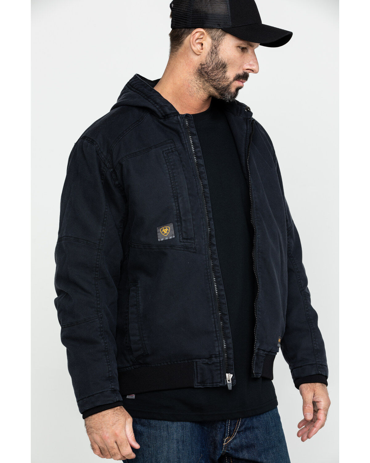 Image #3 - Ariat Men's Black Rebar Washed Dura Canvas Insulated Work Coat, , hi-res