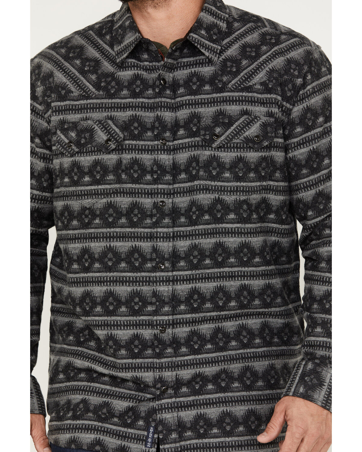Image #3 - Moonshine Spirit Men's Southwestern Long Sleeve Flannel Western Shirt, Grey, hi-res