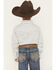 Image #4 - Cowboy Hardware Boys' Geo Print Long Sleeve Pearl Snap Stretch Western Shirt, White, hi-res