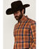Image #2 - Cody James Men's Dobby Plaid Print Long Sleeve Button-Down Stretch Western Shirt, Blue, hi-res