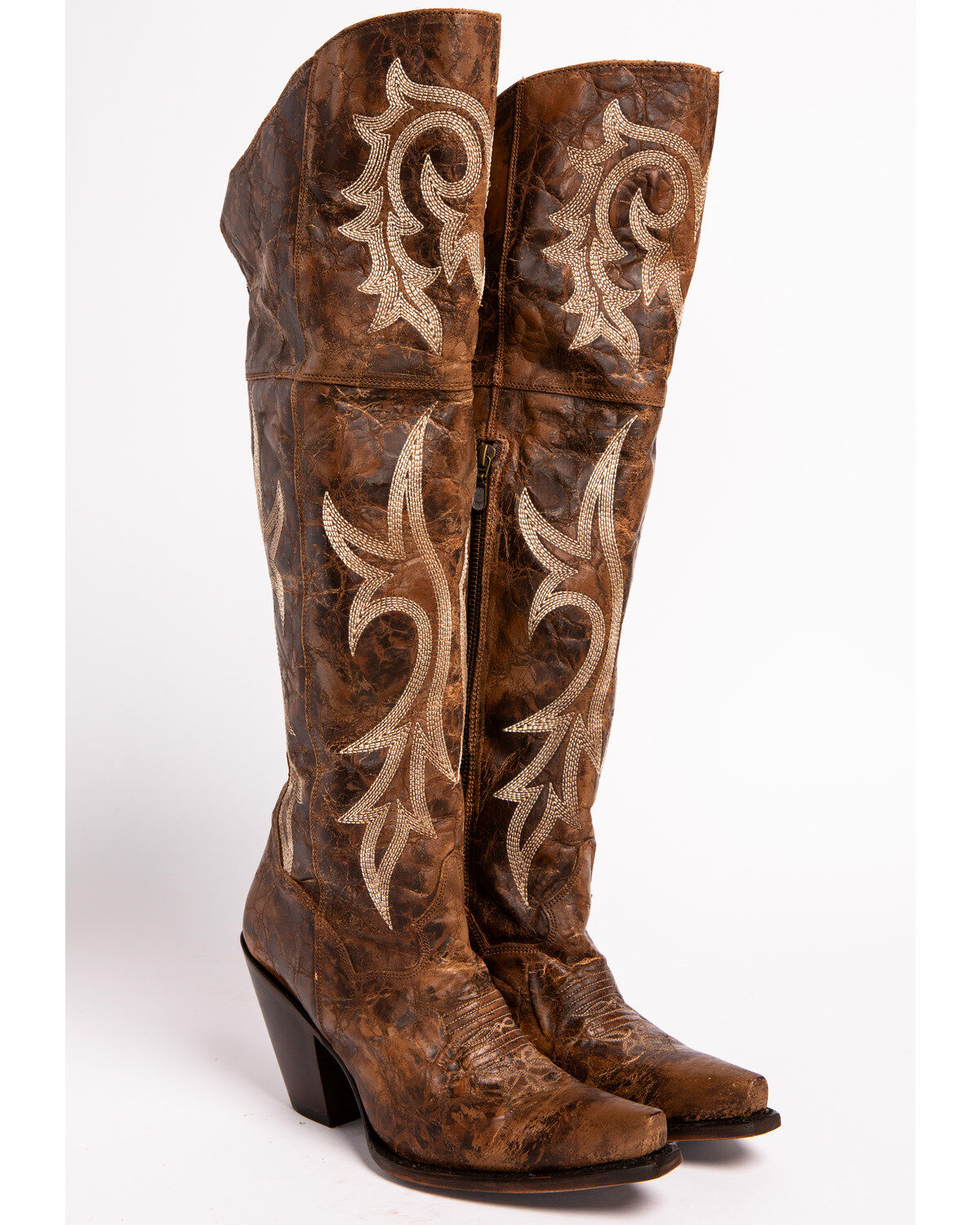 Image #4 - Dan Post Women's Jilted Knee High Western Boots, Chestnut, hi-res