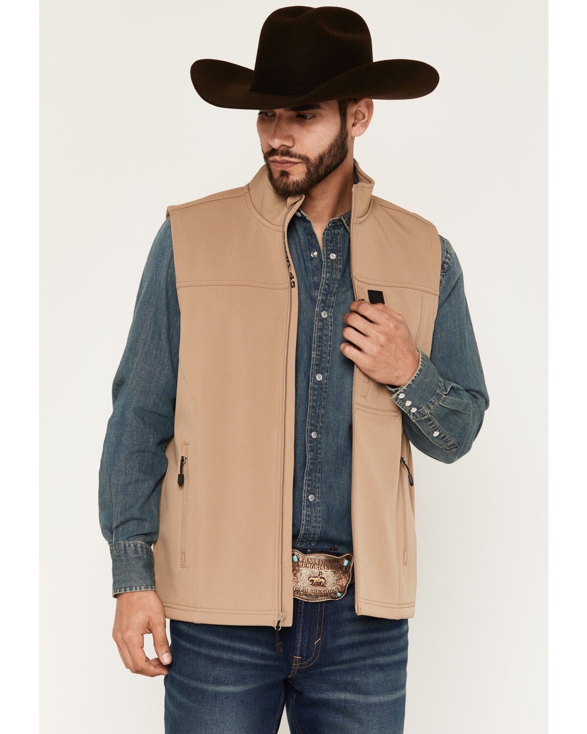 RANK 45&reg; Men's Ralington Softshell Vest, Khaki, hi-res