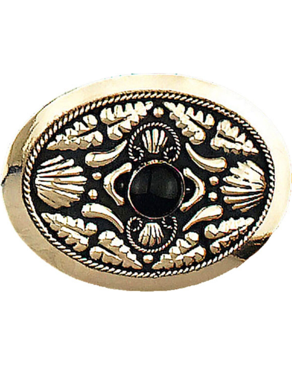 Image #1 - Western Express Men's German Silver With Onyx Belt Buckle, Silver, hi-res