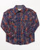 Image #1 - Cody James Toddler Boys' Jefferson Printed Long Sleeve Snap Western Shirt, Navy, hi-res