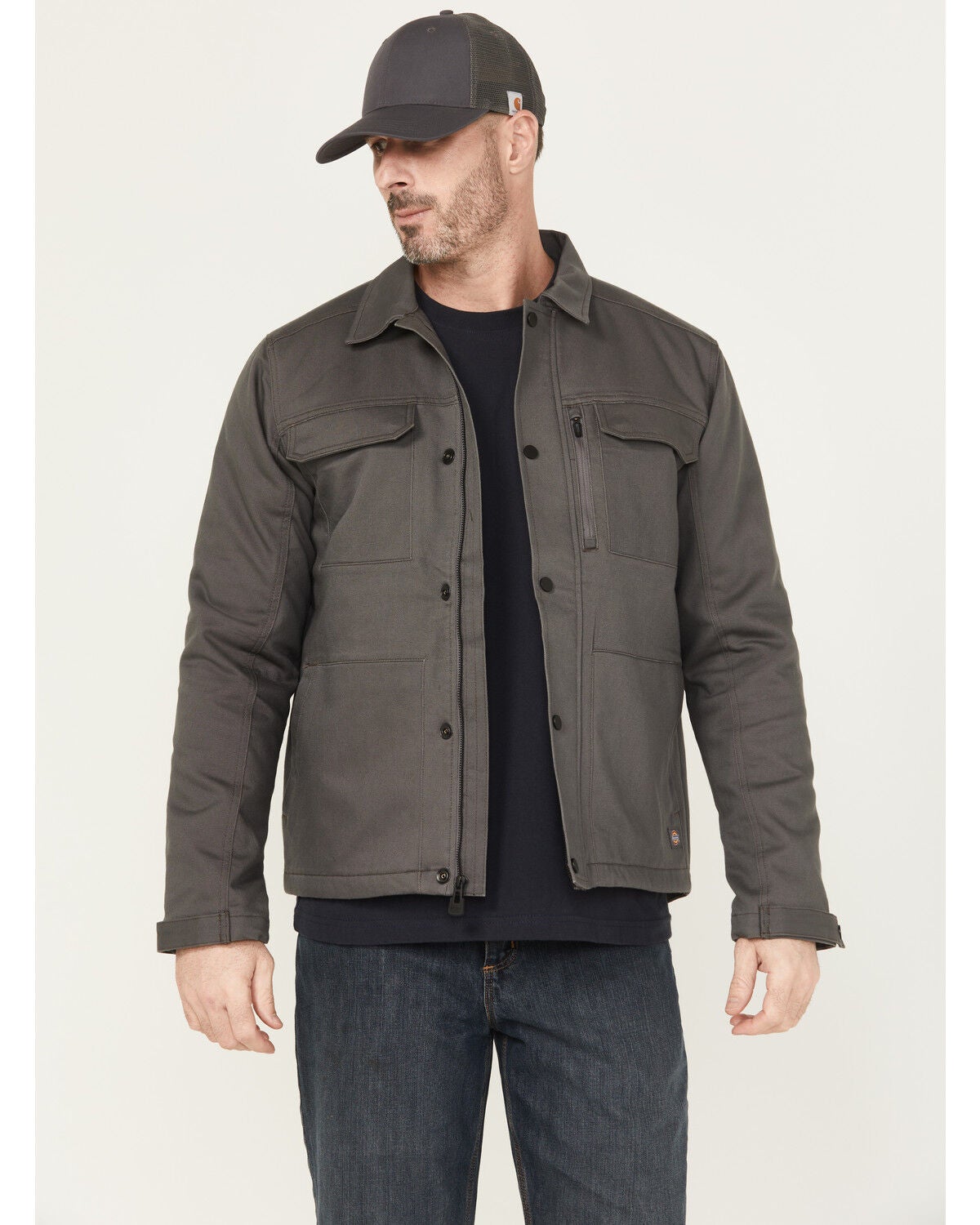 Dickies Men's Tradebuilt Snap Quilted Snap Work Jacket, Slate, hi-res