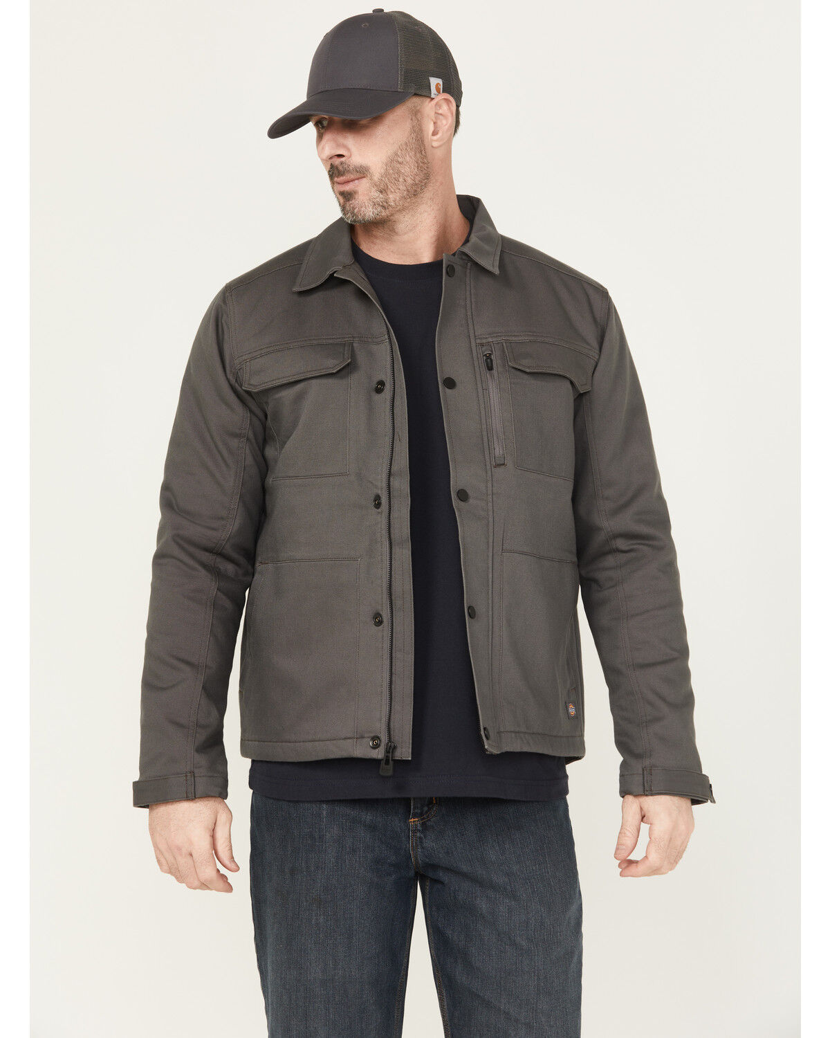 Image #1 - Dickies Men's Tradebuilt Snap Quilted Snap Work Jacket, Slate, hi-res