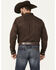 Cody James Men's Basic Twill Long Sleeve Button-Down Performance Western Shirt, Dark Brown, hi-res