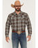 Image #1 - Cody James Men's Mud Pit Plaid Print Long Sleeve Snap Flannel Shirt, Brown, hi-res