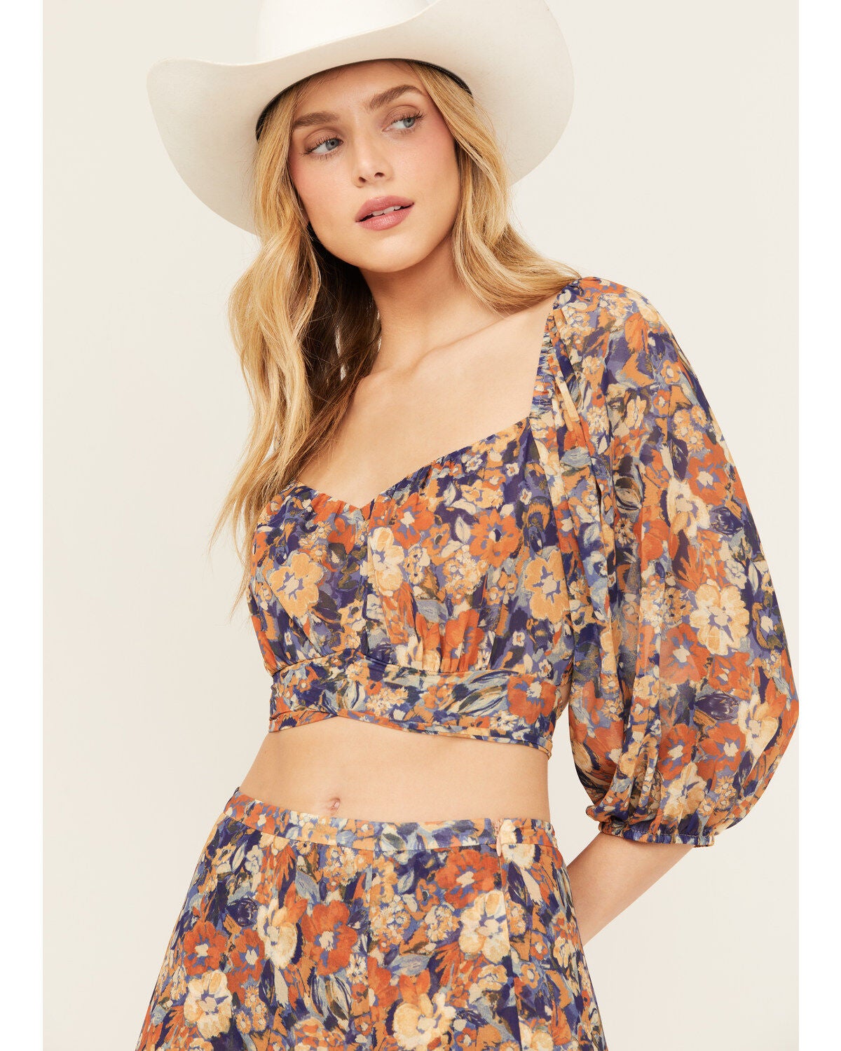 Beyond The Radar Women's Floral Print Tie Back Top, Multi, hi-res