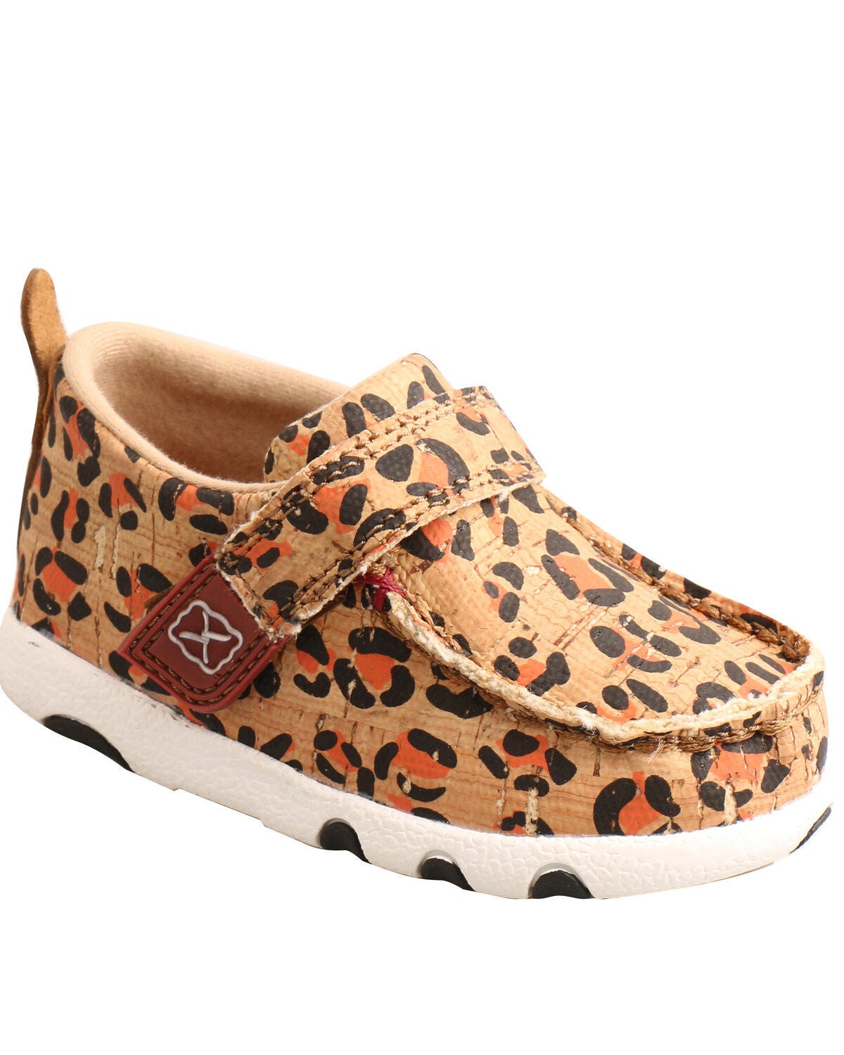 Twisted X Infant Girls' Leopard Print Driving Mocs, Tan, hi-res