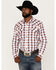 Image #1 - Cody James Men's Blue River Plaid Long Sleeve Snap Western Shirt, Cream, hi-res