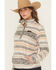 Image #2 - Cinch Women's Striped Print Polar Fleece Snap Pullover, Purple, hi-res