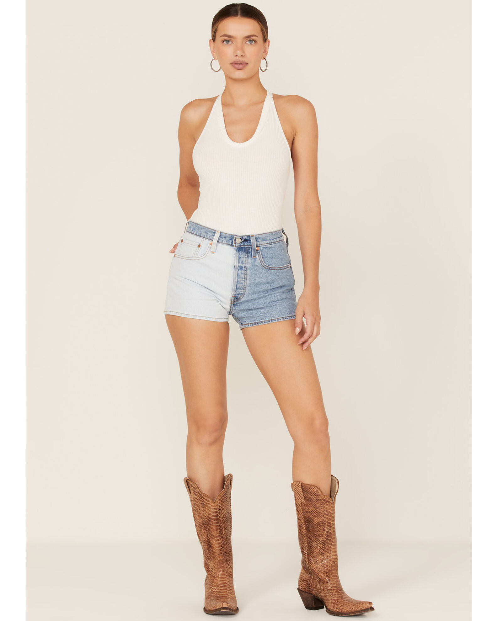 Levi s Women s 501 High Rise Two Tone Straight Denim Jean Shorts