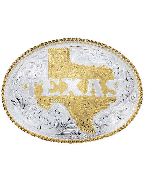Montana Silversmiths Silver Engraved State of Texas Western Belt Buckle, Multi, hi-res