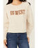 Blended Women's Go West Sequins Graphic Long Sleeve Tee, Tan, hi-res