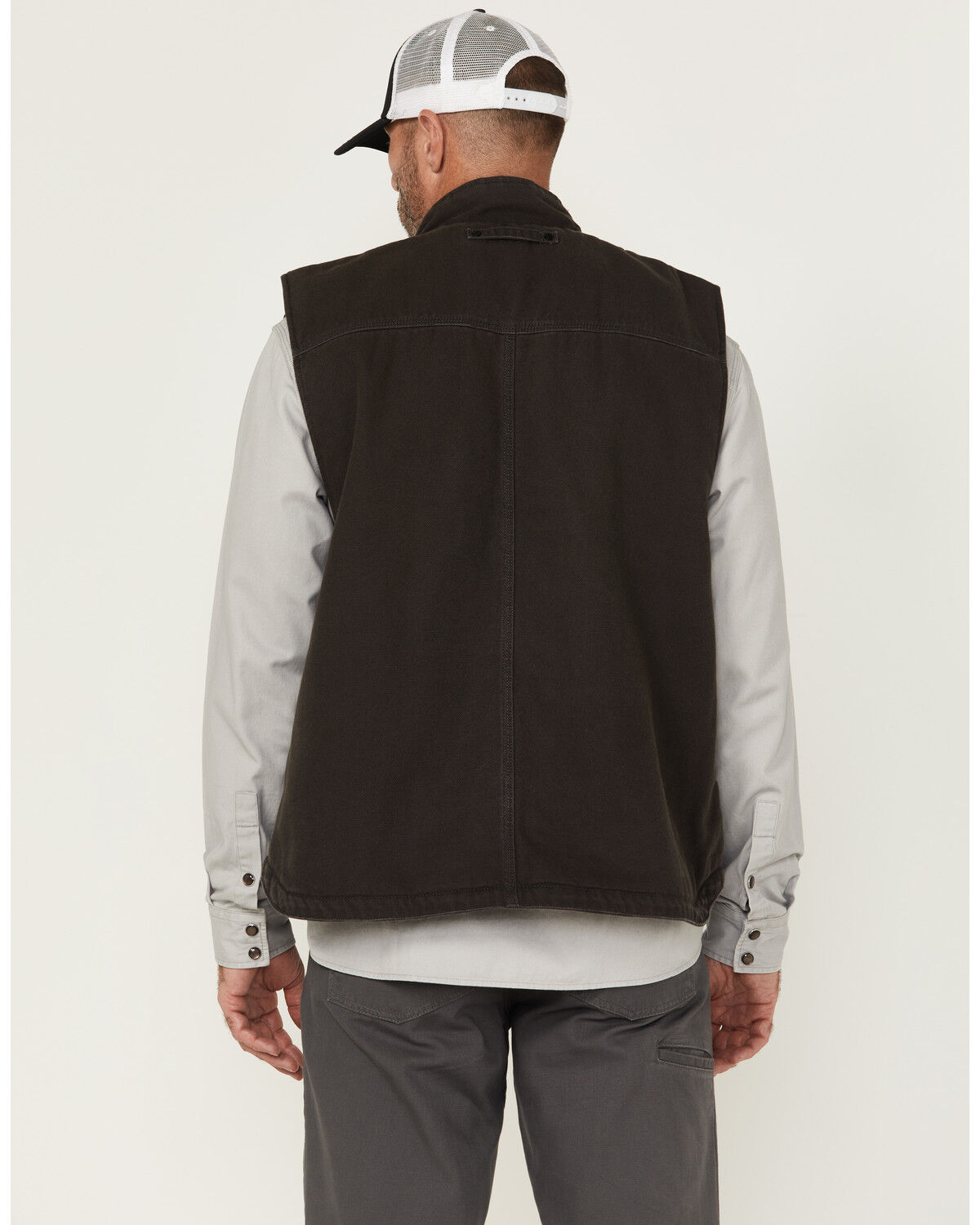 Image #4 - Thorogood Men's Heritage Stone Washed Canvas Vest, Brown, hi-res