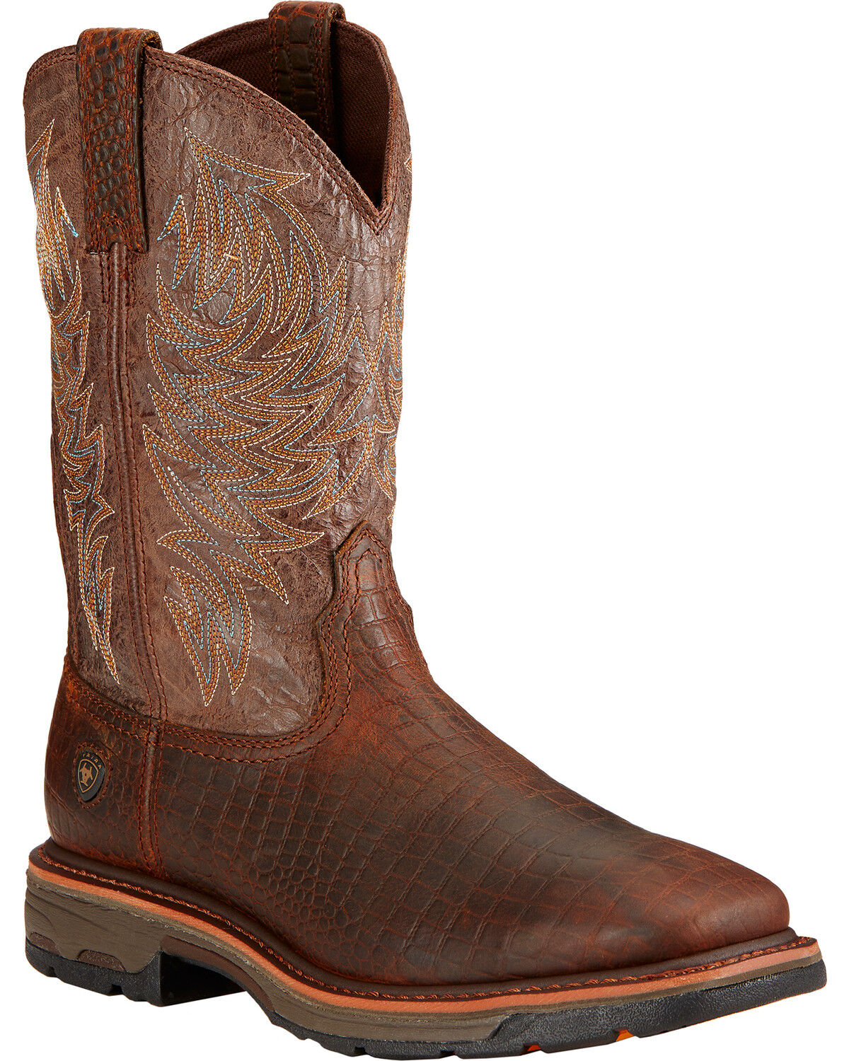 Image #1 - Ariat Workhog Croc Print Wide Square Toe Work Boots - Soft Toe , , hi-res