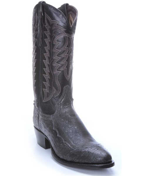 Tony Lama Men's Nicolas Smooth Ostrich Western Boots - Medium Toe , Black, hi-res