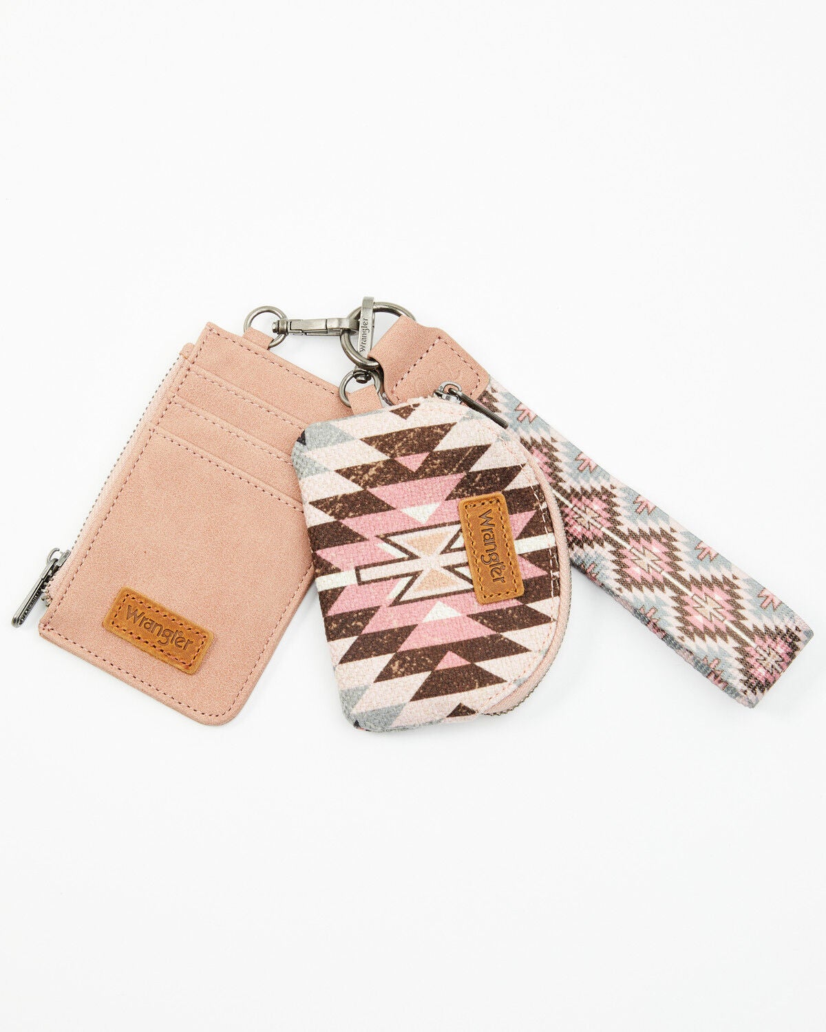 Wrangler Southwestern Print Keychain Coin Wallet, Pink, hi-res