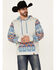 Image #1 - Rock & Roll Denim Men's Southwestern Print Color Block Hooded Sweatshirt, Grey, hi-res