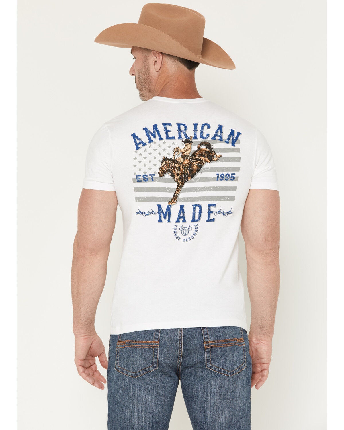 Cowboy Hardware Men's Boot Barn Exclusive American Made Short Sleeve Graphic T-Shirt, White, hi-res