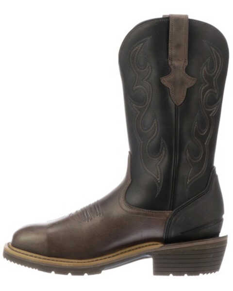 Image #3 - Lucchese Men's Welted Waterproof Western Work Boots - Steel Toe, Black/brown, hi-res