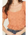 Image #3 - Rock & Roll Denim Eyelet Puff Sleeve Shirt, Orange, hi-res