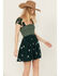 Image #1 - Free People Women's Tory Floral Smocked Mini Dress, Green, hi-res