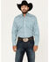 Stetson Men's Floral Geo Print Long Sleeve Western Shirt, Blue, hi-res