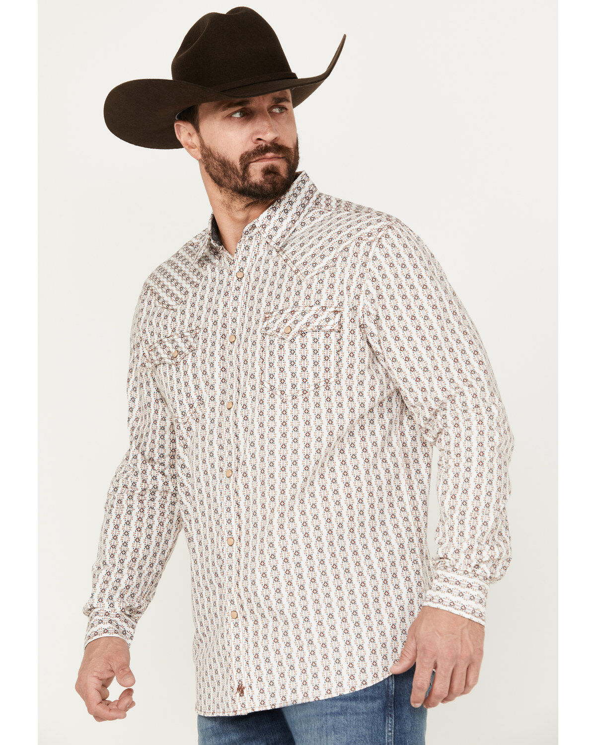 Image #2 - Moonshine Spirit Men's Shin Dig Southwestern Long Sleeve Western Pearl Snap Shirt, Ivory, hi-res